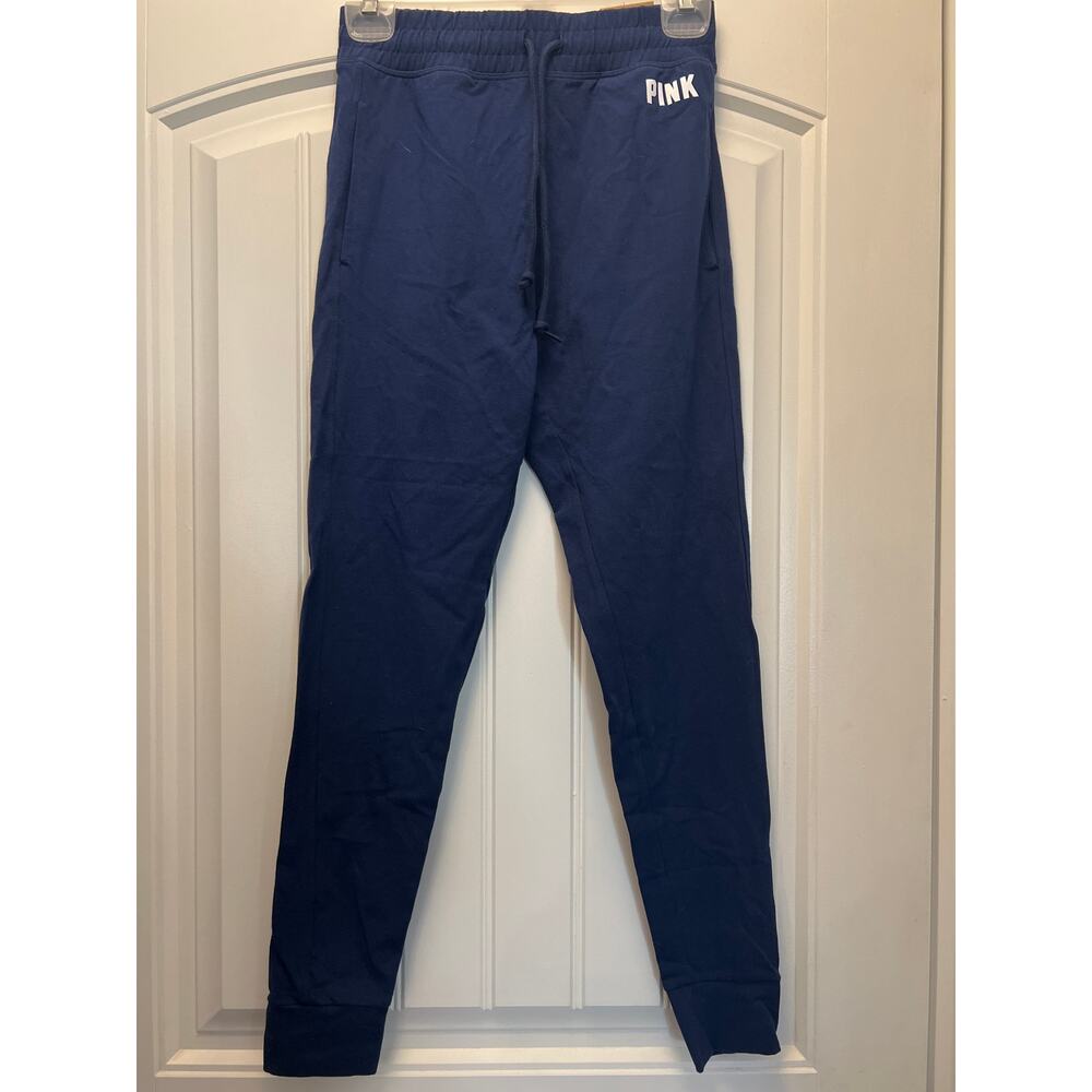 NWT Pink Women’s Cotton Stretch High Waist Full Length Campus Jogger Size S Blue